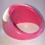 Size 6.5 Pink & Red Resin/Plastic Boho Dome Heart Ring Photo 1