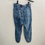 BluIvy Light Blue Acid Wash Paperbag Waist Elastic Cuff Jogger Jeans Medium Photo 5