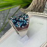 Dillard’s Cocktail Ring Teal Multi Crystals Statement Fashion Size 7 Silver NIB Silver Photo 4