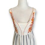 Melloday Embroidered Floral Striped Sundress Smocked Back Ruffle Hem Strapless White Size XS Photo 4