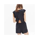Madewell  Silk Petalplay Romper Dotmix XS Women’s Black Photo 6