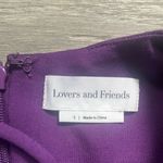 Lovers + Friends Purple Deep V Long Sleeve Lace Up Bodysuit Size S Revolve Photo 3