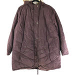 Ellos Puffer Coat Hooded Faux Fur Trim Water Resistant Pockets Burgundy Size 28 Red Photo 0