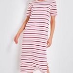 Pomander Place Gio Stripe Short Sleeve Long Maxi Dress Red Pink Small S Photo 0