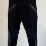 Athleta  Ponte Luxe Legging Black‎ Faux Leather Moto Zip Size Large Photo 0