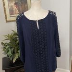 Dana Buchman Women's  XL 3/4 Elastic Sleeve Medium Navy Blue Lace Front Photo 0
