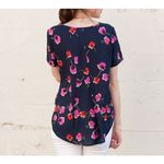 Pleione XL  Navy Floral Short-Sleeve Top Photo 1