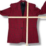Vintage Chad Stevens Buffalo Check Long Boyfriend Blazer Red Black 12 Photo 11