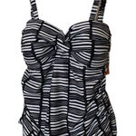 New Noon Swim ebony ivory siesta sands ruched bandeau one piece Sz 18‎ Blue Photo 0