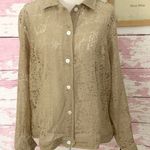 Chico's ADDITIONS BY CHICO’S Women’s Beige Printed Button Down Sheer Top in a Chico’s size 3 Photo 0