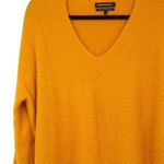 Something Navy Orange Fuzzy Ribbed Knit V Neck Oversized Sweater Size Small Photo 1