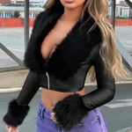 I am gia I.AM.GIA silver metallic leather Jacket with Faux Fur Trim Photo 1