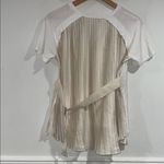ZARA  small shirt accordian pleated back detail ivory sash belted Photo 2
