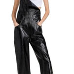 Good American  black better than leather faux leather overalls Size 16 NWT Photo 0