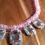 Simulated Pink Sapphire and Austrian Crystal Beaded Silvertone Necklace Photo 5