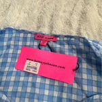 Betsey Johnson Size XL Blue Checkered Puff Sleeve Plaid Midi Dress Casual Flirt Photo 7