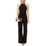 Adrianna Papell Jumpsuit Wide Leg Size 10 Petite Embellished in Black NEW Photo 1