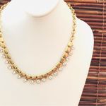 J.Crew  Matte Gold Tone& Rhinestone Statement Necklace 18” - 21.5” Photo 1