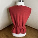 Liz Sport Vintage  Vest Womens Medium Red Boiled Wool V Neck Button Down Tie Back Photo 8