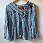 Morilù Knit Lace and Gemstone Sweater Blue Photo 0