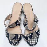 J.Crew  leather snakeskin embossed strap sandals with glitter heels Photo 1