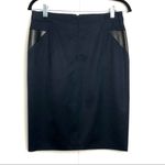 The Kooples  Wool & Leather Pencil Skirt Navy / Black Photo 7