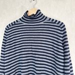 Vince Women’s 100% Cashmere Breton Striped Turtleneck Relaxed Fit Sweater M Photo 3