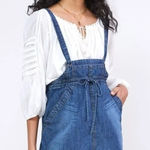Pilcro Anthropologie  Denim Jean Overall Skirt Skirtall‎ Women's Size Large Photo 0