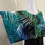 Calvin Klein NWT Women's Cape Dress Black & Green Palm Print Stretch Size Medium Photo 1