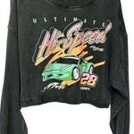 H&M  black grey crop sweatshirt green orange car speedway sports graphic Photo 0