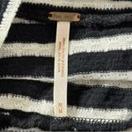 Free People  Women’s Size M Black White Striped Ribbed High Neck Crop Top Shirt Photo 3