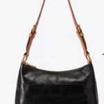 Hobo Delilah convertible leather hobo bag in black/tan EUC smoke free pet free Black Photo 0