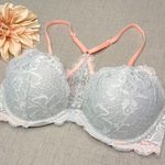 PINK - Victoria's Secret Victoria’s Secret Pink Date Racerback Push Up Bra Silver Lace 32D Photo 3