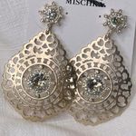 Badgley Mischka (BELLE) Earrings Statement Boho Rhinestone Sterling Silver Posts Photo 0