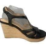 Me Too NEW Womens  Alanna Black Leather Platform Wedge Espadrille Sandals Sz 10 Photo 3