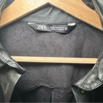 ZARA  Faux Vegan Leather Shirt Jacket Button Down Black Sz S Photo 1