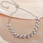 Marquise Simulated Diamond Bolo Tennis Bracelet 18K Gold Plated NWT Silver Photo 3