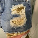 Gold sequin pockets jean shorts size‎ 30 Blue Photo 1