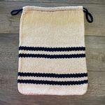 Bellerose Italian Yarn Knitted Nude Navy Stripe Belgium Made Drawstring Bag Photo 2