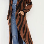 Anthropologie NWT RARE  Vilagallo Rashida Zebra-Striped Coat, Brown | Size 6 Photo 0