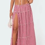 Edikted  Red Plaid Maxi Skirt Photo 0