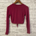 Alphalete Women’s  pink long sleeve knot waist crop athletic top small Photo 1
