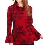 Coco Bianco  Floral Mock-Neck Top Size L Photo 0