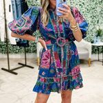 Farm Rio Sunset Tapestry Cotton Blend Mini Dress XXS Photo 2