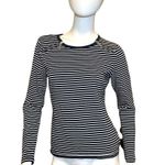 Michael Kors  Striped Zipper Long Sleeve Crewneck Tee Navy Blue White S M… Photo 7