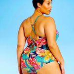 Kona Sol  Floral Hibiscus One Piece Swimsuit Size 20W Bikini Strappy Ruched Photo 8