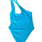 l*space L* Phoebe Classic One-Shoulder Rib One-Piece Blue Swimsuit Size 10 NWOT Photo 2