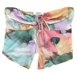 Grey Bandit Sheer Mesh Ruched Tie Front Strapless Tube Top Abstract Print Medium Photo 0