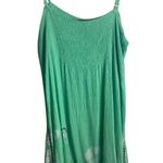 Earthbound Size Large Smocked Dress Green Gauze Embroidered Hippie Boho Tie Dye Photo 0