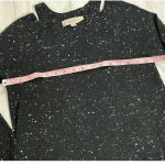 Loft Ann Taylor  Sweater Dress Black Speckled Long Sleeve cold Shoulder petite XS Photo 9